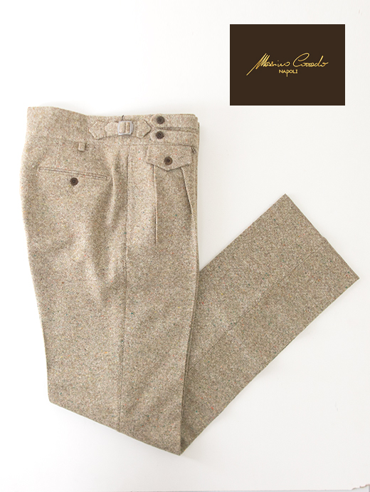 Massimo Corrado/マッシモ・コラード　ホームスパンツイード/別注トラウザーズ/ウィンザーモデル　mac502207-ベージュ