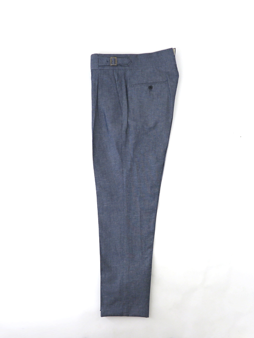 Massimo Corrado/マッシモ・コラード　コットンリネン/ベルトレストラウザーズ　mac520202-インディゴブルー