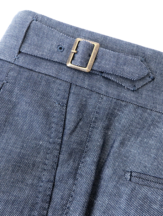 Massimo Corrado/マッシモ・コラード　コットンリネン/ベルトレストラウザーズ　mac520202-インディゴブルー