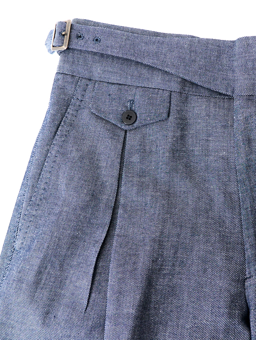 Massimo Corrado/マッシモ・コラード　コットンリネン/ベルトレストラウザーズ　mac520202-インディゴブルー