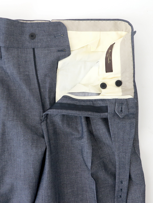 Massimo Corrado/マッシモ・コラード　コットンリネン/ベルトレストラウザーズ　mac520202-インディゴブルー