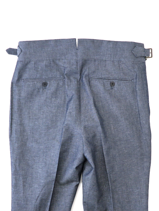 Massimo Corrado/マッシモ・コラード　コットンリネン/ベルトレストラウザーズ　mac520202-インディゴブルー