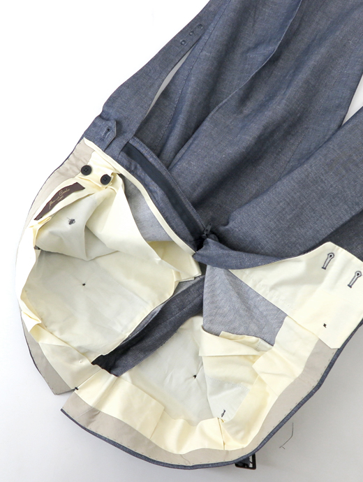 Massimo Corrado/マッシモ・コラード　コットンリネン/ベルトレストラウザーズ　mac520202-インディゴブルー