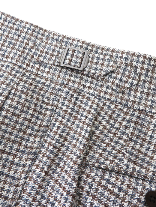 Massimo Corrado/マッシモ・コラード　リネンシルクコットン/ベルトレストラウザーズ　mac520203-グレー×ブラウン