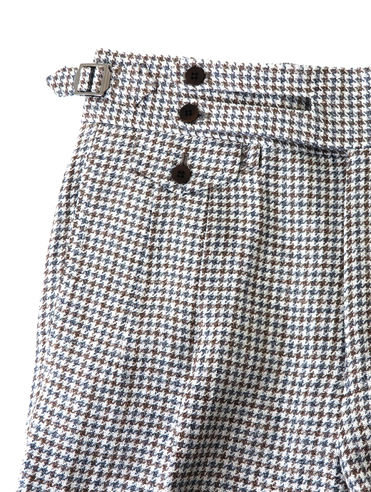 Massimo Corrado/マッシモ・コラード　リネンシルクコットン/ベルトレストラウザーズ　mac520203-グレー×ブラウン