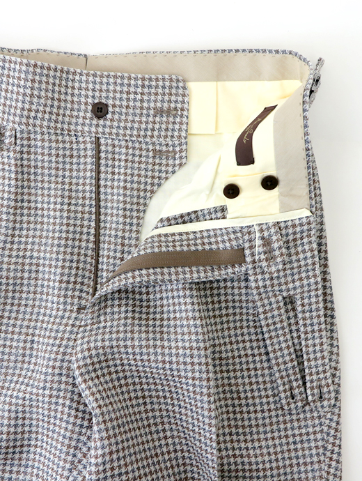 Massimo Corrado/マッシモ・コラード　リネンシルクコットン/ベルトレストラウザーズ　mac520203-グレー×ブラウン