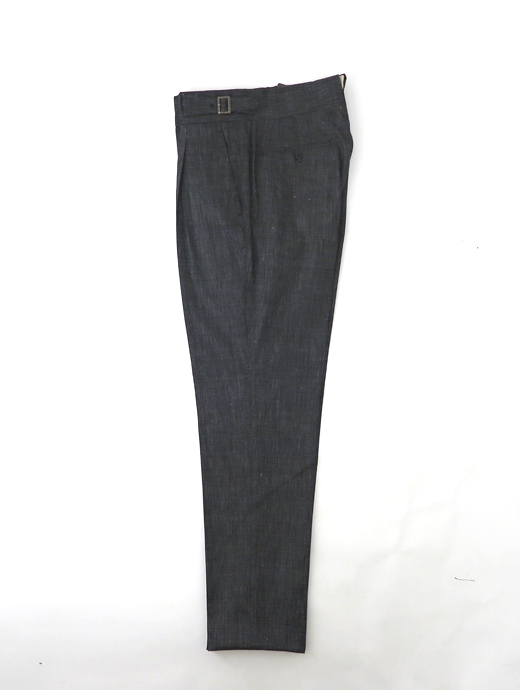 Massimo Corrado/マッシモ・コラード　ウールリネンコットン/ベルトレストラウザーズ　mac520205-ブラック