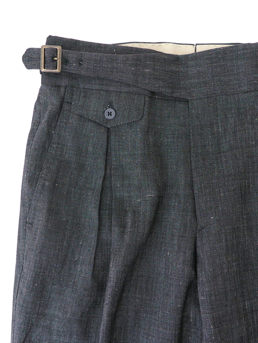 Massimo Corrado/マッシモ・コラード　ウールリネンコットン/ベルトレストラウザーズ　mac520205-ブラック