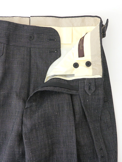 Massimo Corrado/マッシモ・コラード　ウールリネンコットン/ベルトレストラウザーズ　mac520205-ブラック