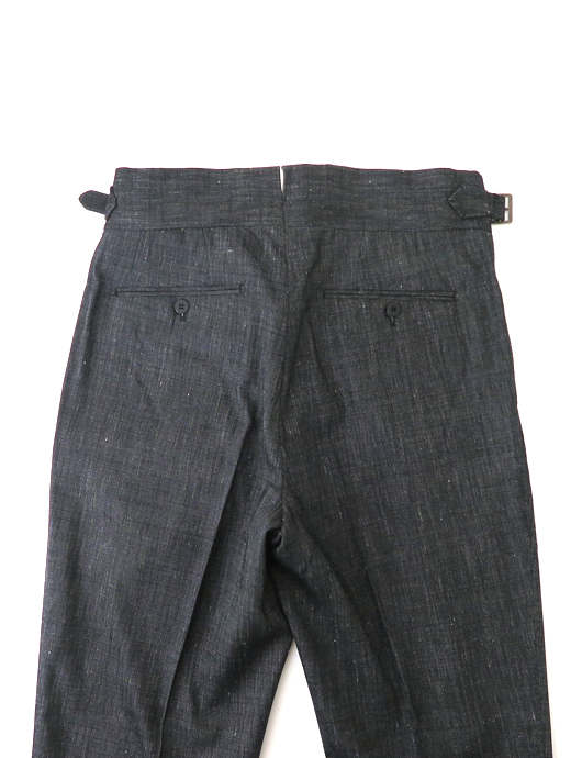 Massimo Corrado/マッシモ・コラード　ウールリネンコットン/ベルトレストラウザーズ　mac520205-ブラック