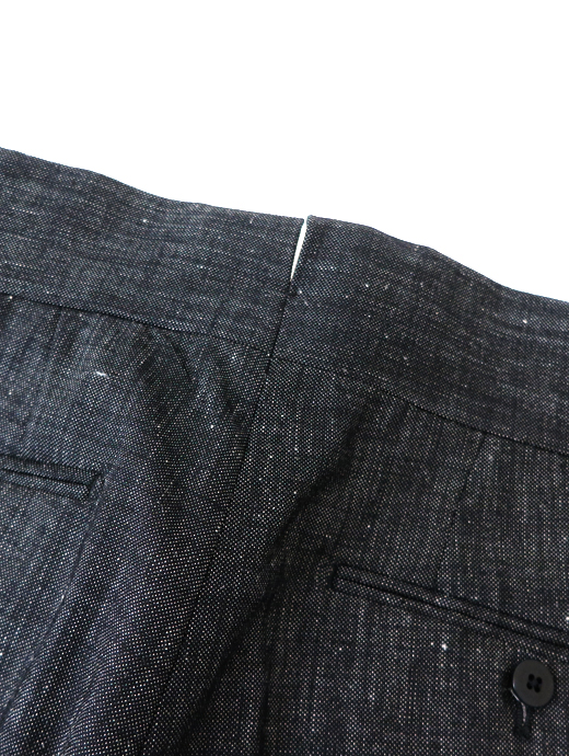 Massimo Corrado/マッシモ・コラード　ウールリネンコットン/ベルトレストラウザーズ　mac520205-ブラック