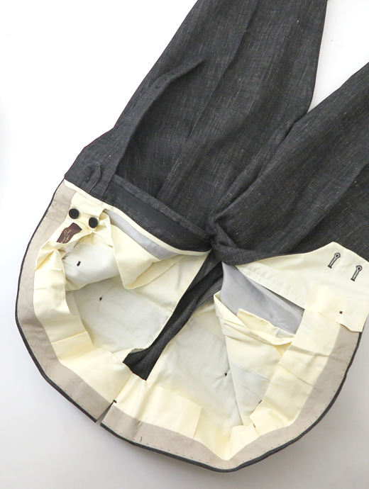 Massimo Corrado/マッシモ・コラード　ウールリネンコットン/ベルトレストラウザーズ　mac520205-ブラック