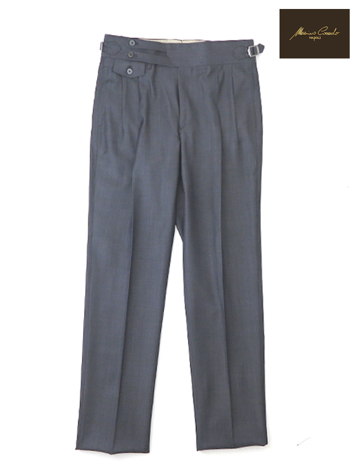 Massimo Corrado/マッシモ・コラード　ウール/ベルトレストラウザーズ　mac520206-グレーネイビー