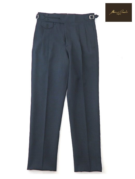 Massimo Corrado/マッシモ・コラード　ウールナイロン/ベルトレストラウザーズ　mac520207-ネイビーグレー