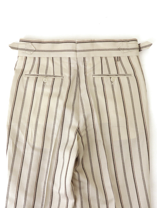 Massimo Corrado/マッシモ・コラード　ベルトレストラウザーズ/ウィンザーモデル/リネンシルク　mac520401-オフホワイト×ブラウン