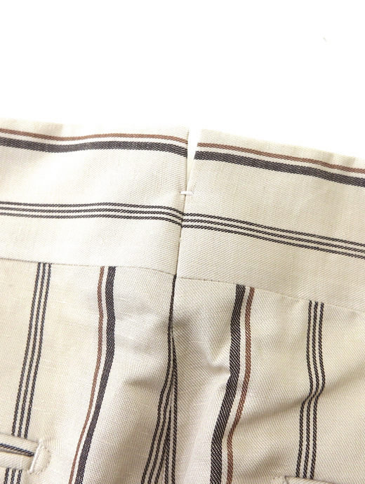 Massimo Corrado/マッシモ・コラード　ベルトレストラウザーズ/ウィンザーモデル/リネンシルク　mac520401-オフホワイト×ブラウン