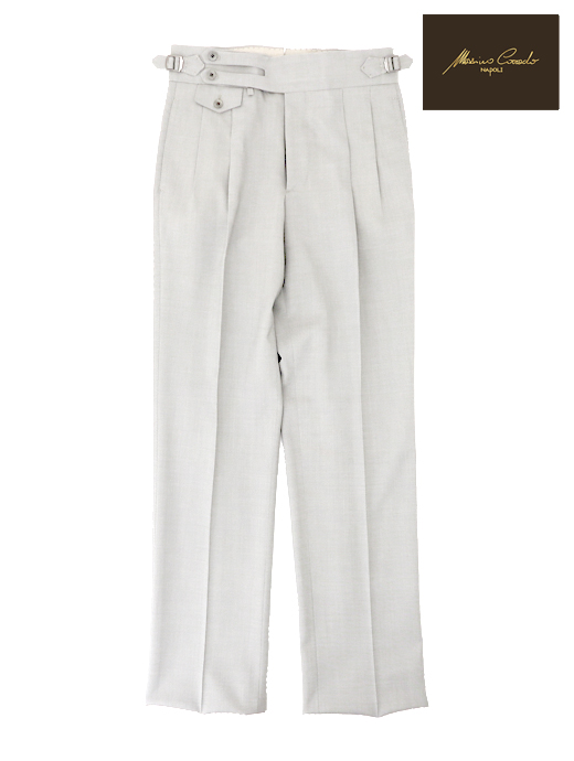 Massimo Corrado/マッシモ・コラード　ベルトレストラウザーズ ウィンザーモデル　mac520402-ライトグレー