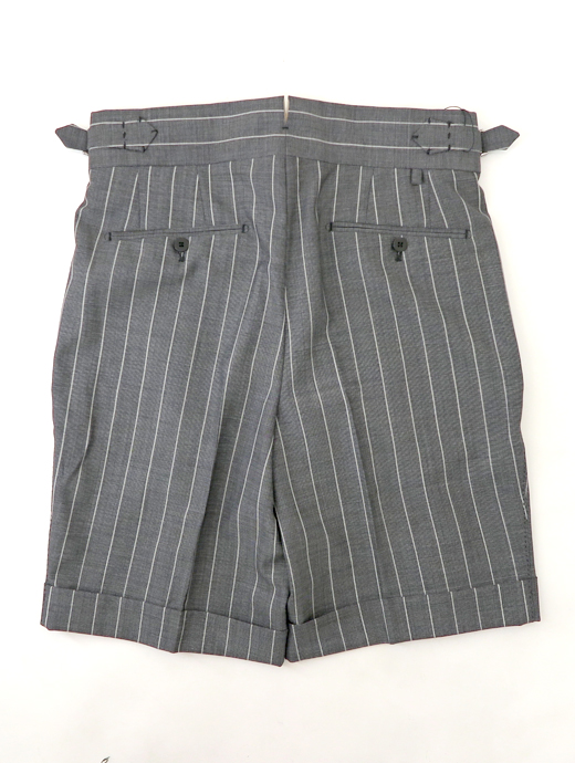 Massimo Corrado/マッシモ・コラード　ベルトレストラウザーズ ハーフパンツ　mac520601-グレー×ホワイトストライプ