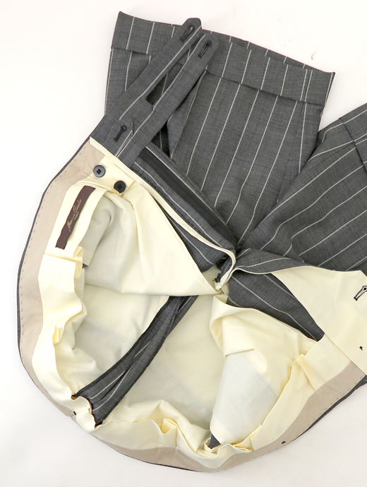 Massimo Corrado/マッシモ・コラード　ベルトレストラウザーズ ハーフパンツ　mac520601-グレー×ホワイトストライプ