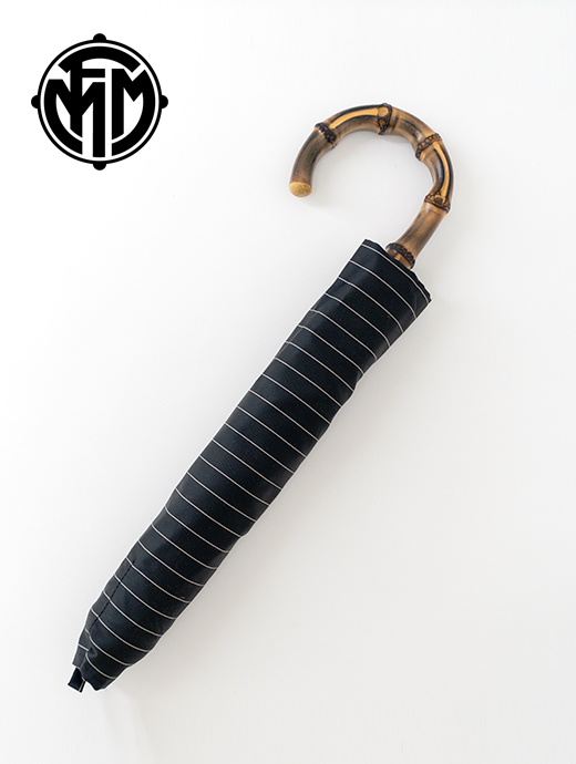 Maglia Francesco マリア・フランチェスコ　ハンドメイド傘/折り畳み/バンブーハンドル/ストライプ　maf461006-ブラック×ホワイト