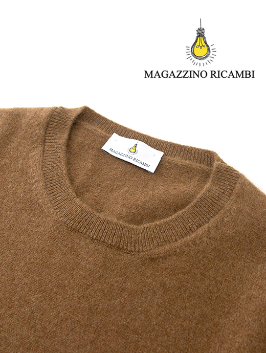 MAGAZZINO RICAMBI/マガジーノ・リカンビ　カシミアクルーネックニット/カリアッジ　mag462006-ブラウン
