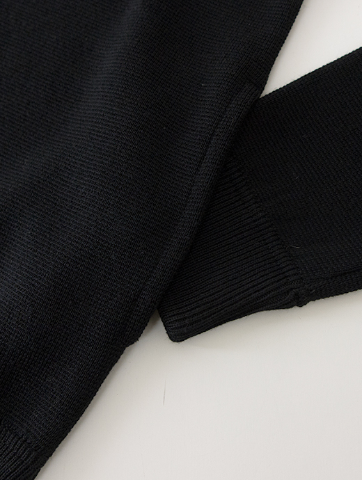 MAGAZZINO RICAMBI/マガジーノ・リカンビ　ジップアップニット/ミラノリブウール　mag502201-ブラック