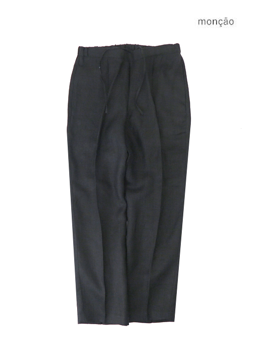 Moncao/モンサオ　リネンスラックスパンツ　mco520402-ブラック