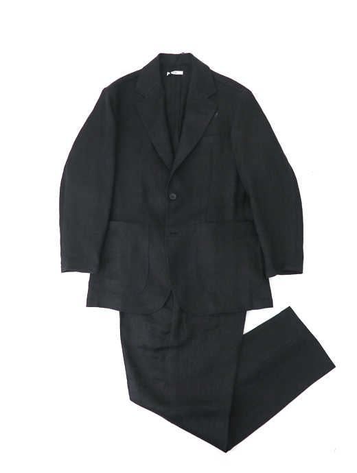 Moncao/モンサオ　リネンスラックスパンツ　mco520402-ブラック