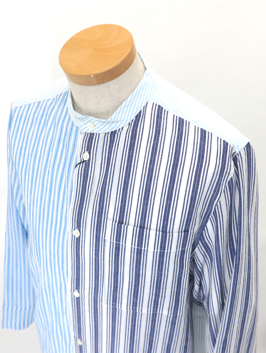 mii/ミー　スタンドカラーシャツ　mii520606-ブルーストライプ