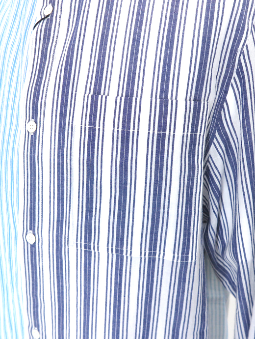 mii/ミー　スタンドカラーシャツ　mii520606-ブルーストライプ