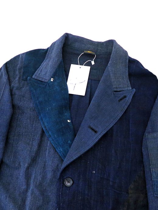 Motokitanaka/ヴィンテージ藍染コットンジャケット　ヴィンテージ藍染コットンジャケット　mot520803-藍