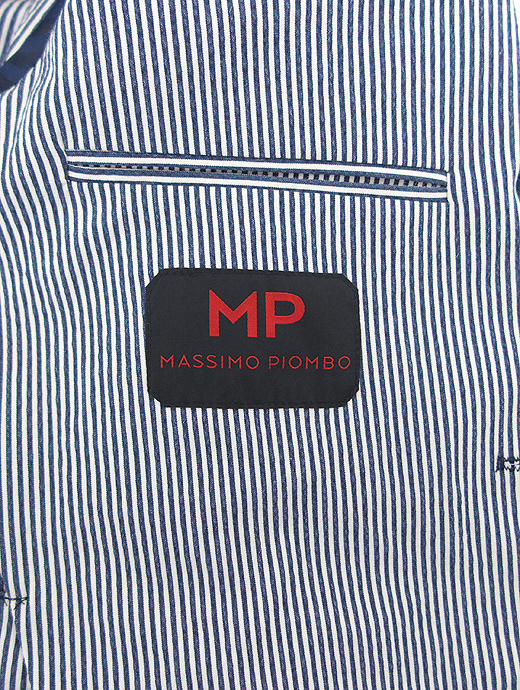 MP MASSIMO PIOMBO/マッシモ・ピオンボ　軽量3Bジャケット/ストレッチコットンシアサッカー　mp441201-ホワイト×ネイビー