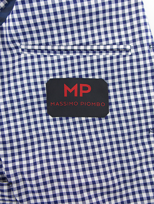 MP MASSIMO PIOMBO/マッシモ・ピオンボ　軽量3Bジャケット/コットンギンガム　mp441202-ホワイト×ネイビー