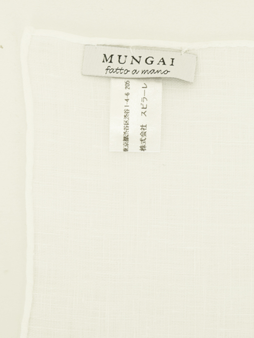 MUNGAI/ムンガイ　ポケットチーフ/リネン/犬　mug420801-ホワイト