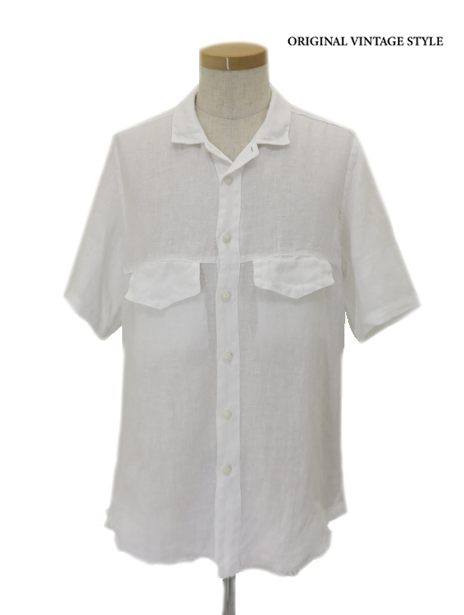 Original Vintage Style/オリジナルヴィンテージスタイル　オープンカラーシャツ　ovs520601-ホワイト