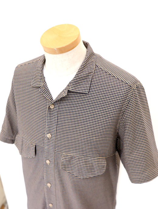 Original Vintage Style/オリジナルヴィンテージスタイル　オープンカラーシャツ　ovs520603-ネイビー×ベージュ