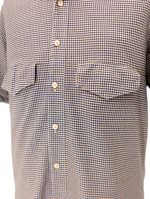 Original Vintage Style/オリジナルヴィンテージスタイル　オープンカラーシャツ　ovs520603-ネイビー×ベージュ