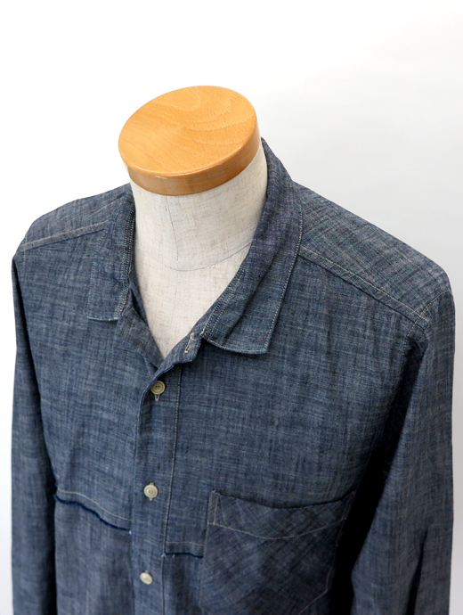 Original Vintage Style/オリジナルヴィンテージスタイル　シャンブレーコットンシャツ　ovs520604-ブルー