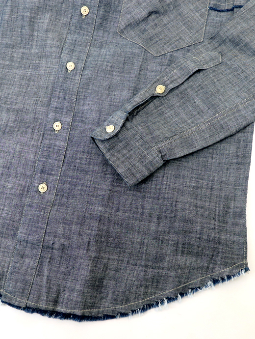 Original Vintage Style/オリジナルヴィンテージスタイル　シャンブレーコットンシャツ　ovs520604-ブルー