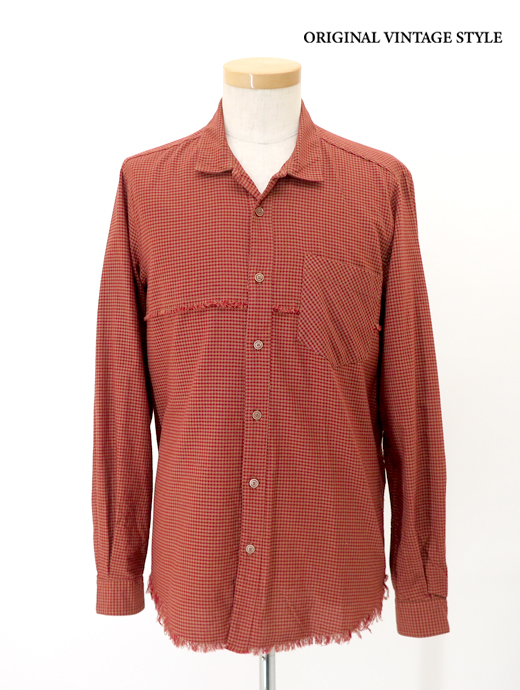 Original Vintage Style/オリジナルヴィンテージスタイル　コットンシャツ　ovs520605-レッド×ブラウンチェック