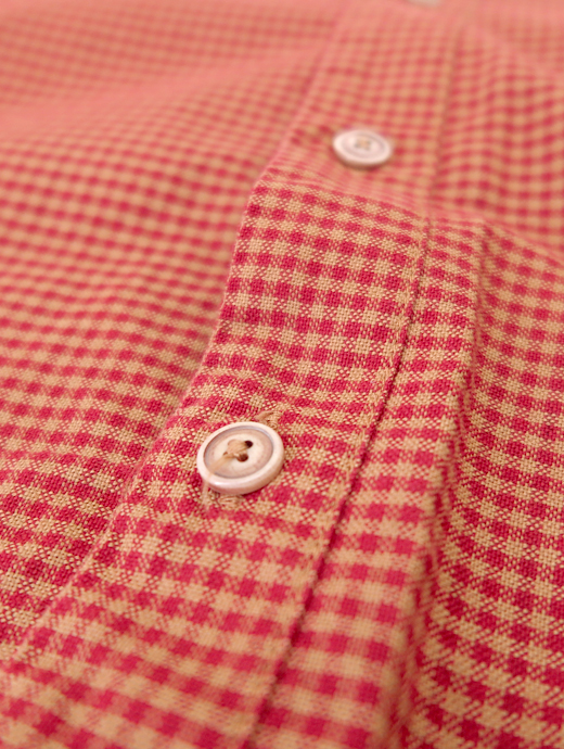 Original Vintage Style/オリジナルヴィンテージスタイル　コットンシャツ　ovs520605-レッド×ブラウンチェック
