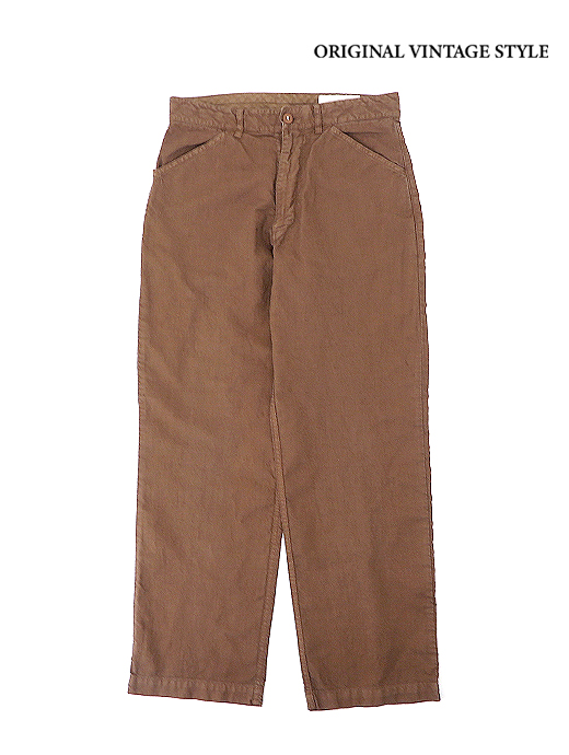Original Vintage Style/オリジナルヴィンテージスタイル　コットンリネンパンツ　ovs520802-ブラウン