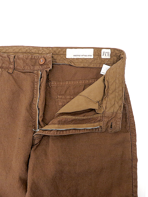 Original Vintage Style/オリジナルヴィンテージスタイル　コットンリネンパンツ　ovs520802-ブラウン