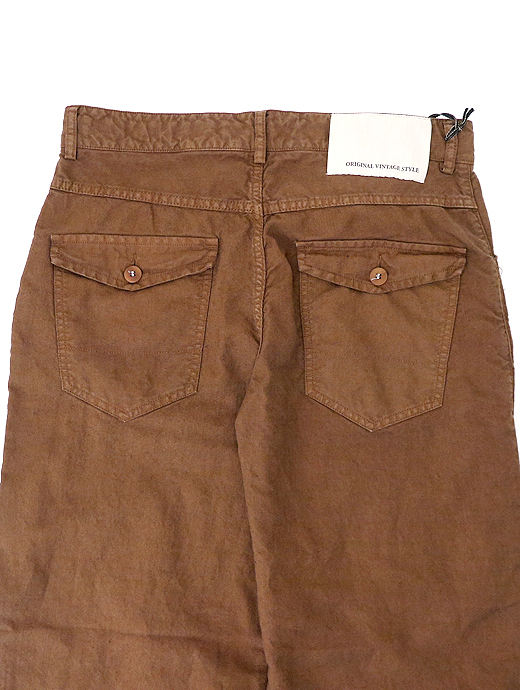 Original Vintage Style/オリジナルヴィンテージスタイル　コットンリネンパンツ　ovs520802-ブラウン