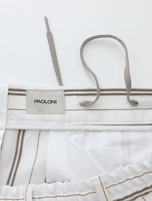 PAOLONI/パオローニ　イージーパンツ/ストライプリネンミックス　pao460401-ホワイト