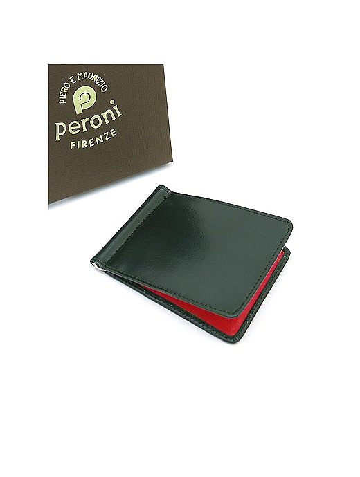 Peroni/ペローニ　カードケース付きマネークリップ　per402010-グリーン×チェリー