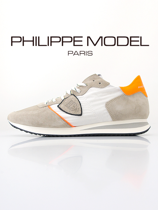 PHILIPPE MODEL/フィリップ・モデル　レザースニーカー/TRPXWP　phi401404-ホワイト×ベージュ×オレンジ