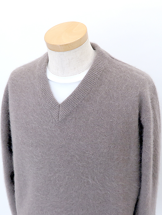 RENCONTRANT/レンコントラント　Vネックシャギーニット/フォックスウール　rct521801-ベージュ