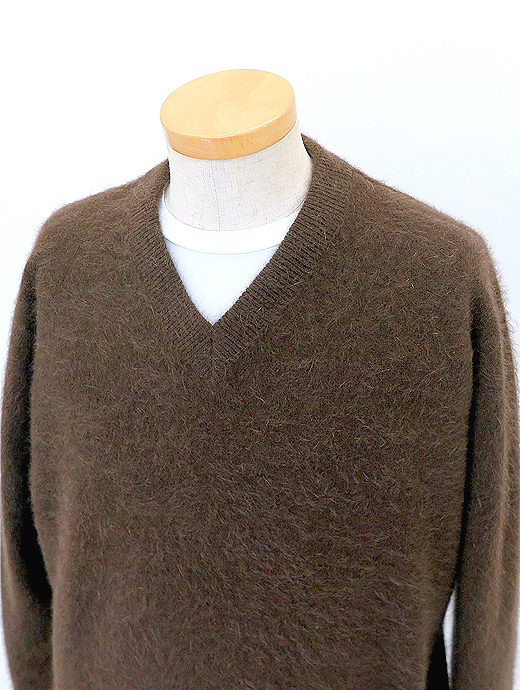 RENCONTRANT/レンコントラント　Vネックシャギーニット/フォックスウール　rct521802-ブラウン