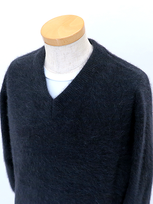 RENCONTRANT/レンコントラント　Vネックシャギーニット/フォックスウール　rct521803-チャコール